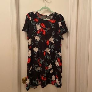 Black floral cotton dress old navy XL